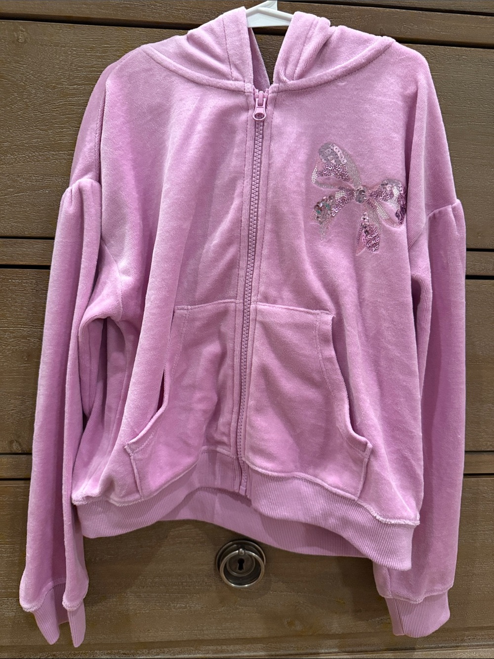 Nordstrom Epic Threads Light Pinkish/purple Velour Zip Hoodie Sequin NWT 10-12